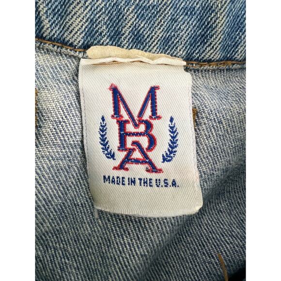 Vintage MBA Jean Jacket Mens Extra Large Light Blue Denim Y2K Band Saxophone - Picture 6 of 14